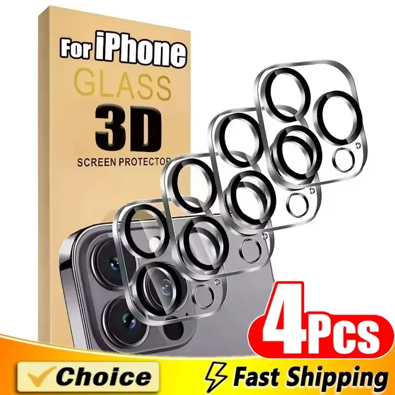 4Pcs Lens Protector Glass For iPhone 16 14 13 12 11 15 Pro Max Back Camera Protective Glass Film For iPhone 13 Mini 15 16 Plus