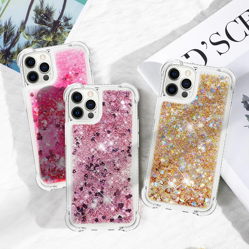 Glitter Case for Funda iPhone 15 Plus iPhone 14 13 12 11 Pro Max X XR XS Case Clear Bright Dynamic Liquid Quicksand Phone Cover