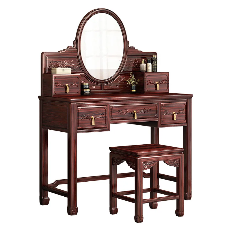 

New Chinese mahogany dresser household bedroom classical rosewood with mirror storage cabinet integrated makeup table all solid