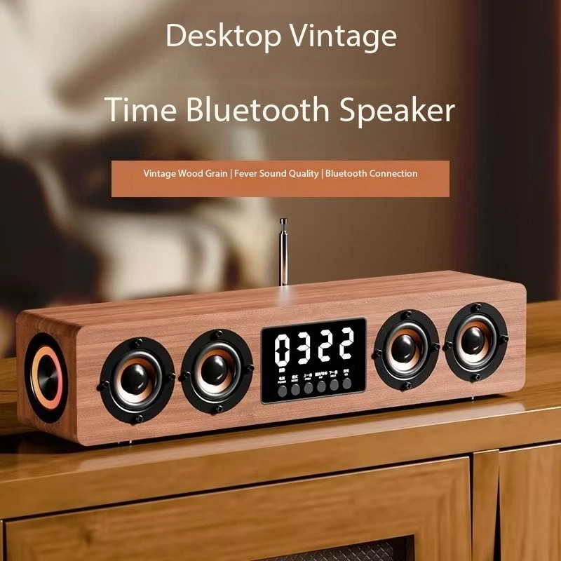 8 Speakers Wooden Bluetooth Speaker Sound Bar TV Echo Wall Home Theater Sound System 3D Stereo Surround Sound Bar for PC/TV