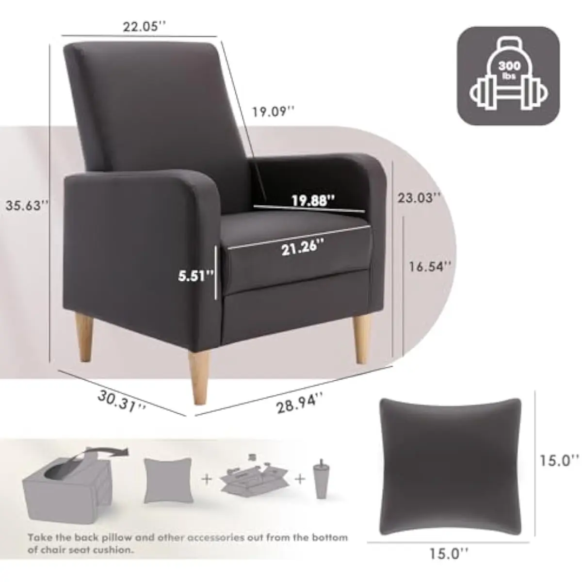 Mid-Century Inspired Dual Seating Unit – Faux Leather High-Back Lounge Chairs with Ergonomic Support, Removable Lumbar Cushion,