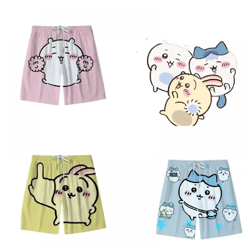 Anime Figure Chikawas Hachiware Usagi Cartoon Cute Shorts Summer Beach Pants Adult Boy Girl Leisure Loose Home Pants