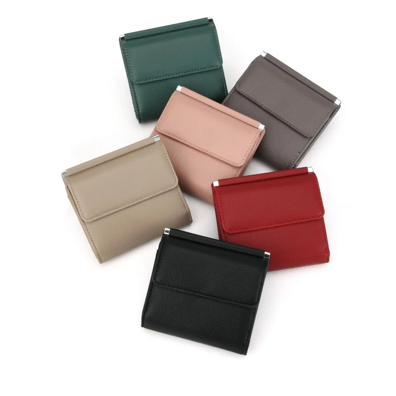 الجملة بسيطة صفر المحفظة أزياء خفيفة الوزن الفاخرة المدمجة الليتشي الملمس جلد ناعم السلس محفظة قصيرة متعددة الوظائف #4