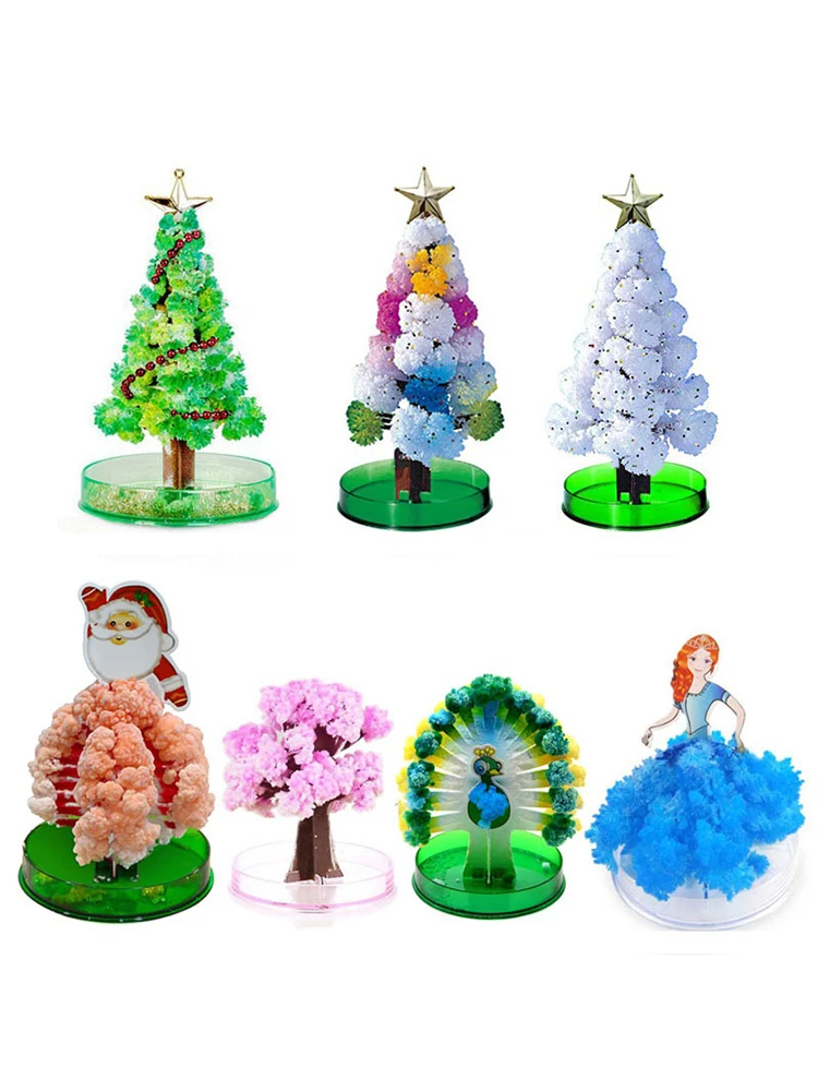 Magic Christmas Tree Magical Growing Tree Crystal Sakura Mini Tree Paper Tree Blossoming Xmas Gift Educational Toys DIY Kid Toy