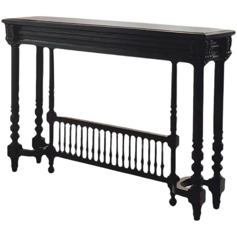 

French American solid wood design log retro old carved mortise and tenon porch table