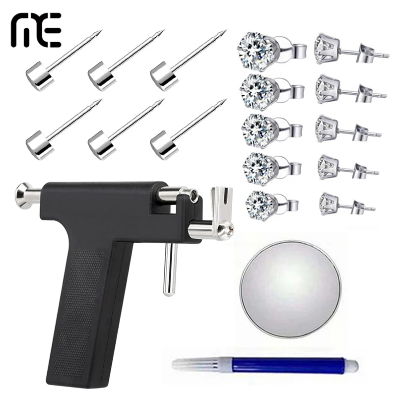Professional Ear Piercing Gun Kit with 6pcs Stainless Steel Stud Earrings,5 Pairs Cubic Zirconia Earrings for Salon At Home Use