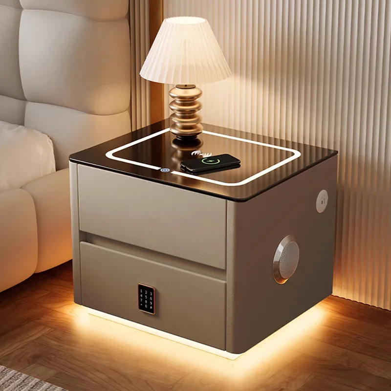 Table de chevet intelligente, chambre à coucher, luxe léger et petite table de chevet audio à chargement sans fil haut de gamme