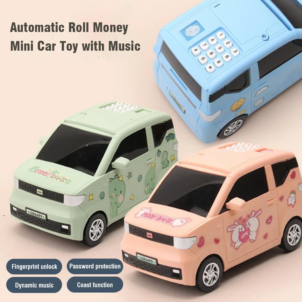 Cartoon Piggy Bank Toys Smart Music Password Car Fingerprint Coin Bank Toy Pretend Play House Saving Money Box Christmas Gifts