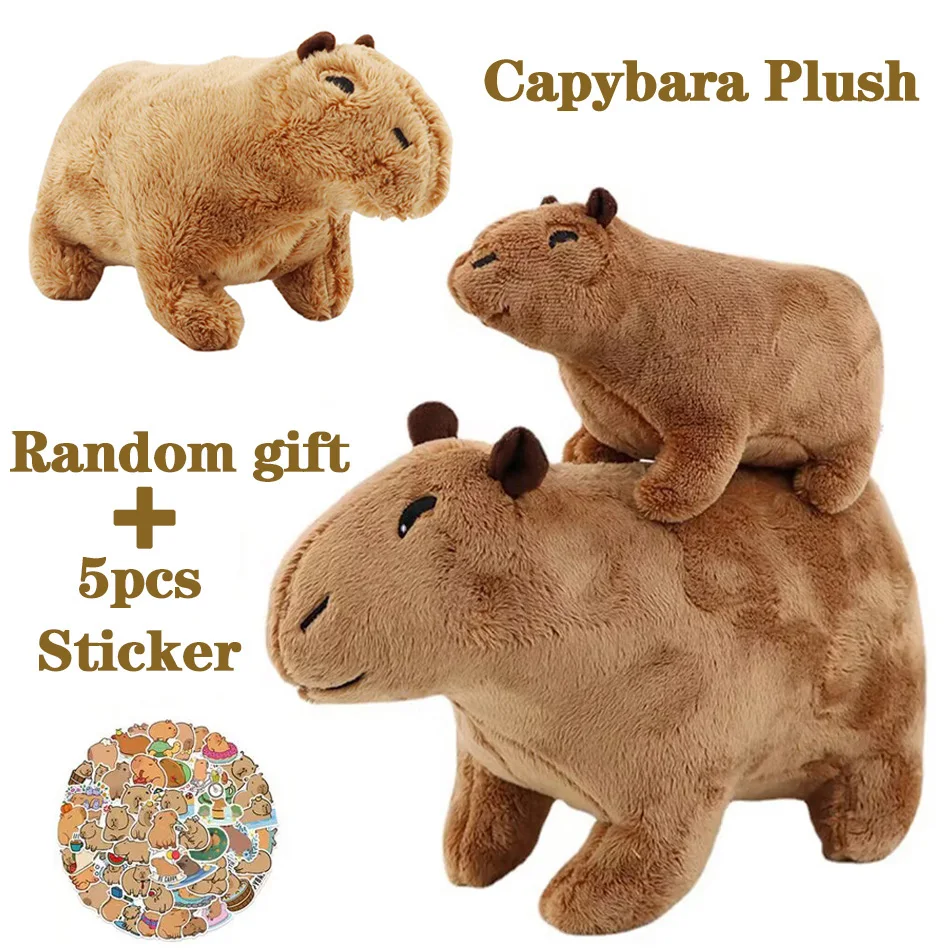 ﻿ 18-30cm Capybara Plush Simulation Capibara Anime Fluffty Toy Stuffed Animals Soft Doll Children Birthday Gift Sending Sticker