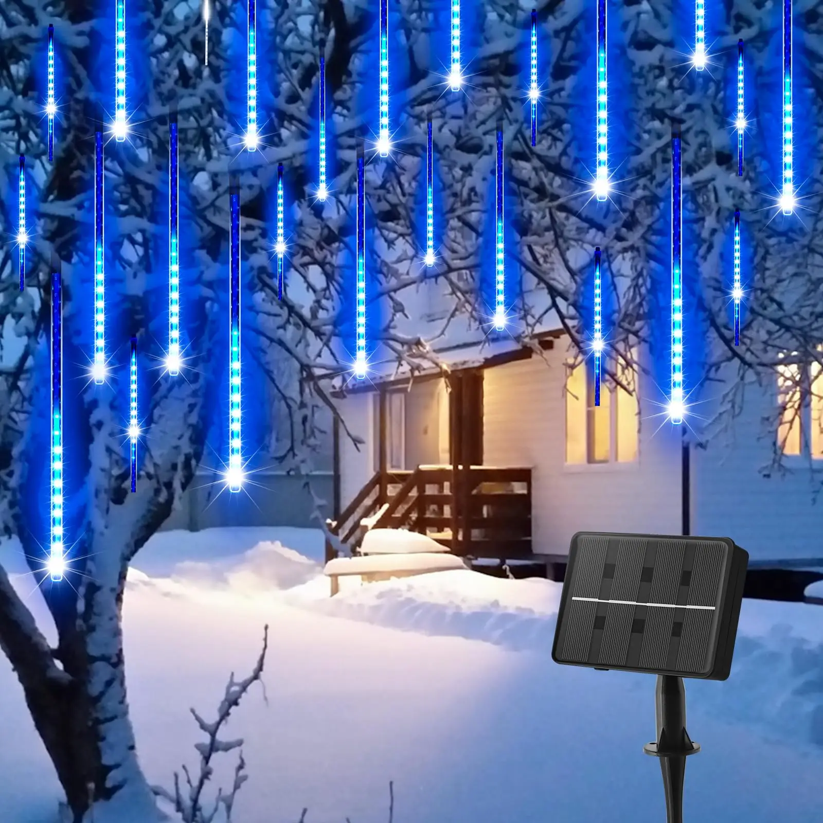 

Meteor Shower Light 8 Tubes 192 LED Solar Christmas Lights Waterproof Cascading Falling Rain Lights for Garden Outdoor Halloween