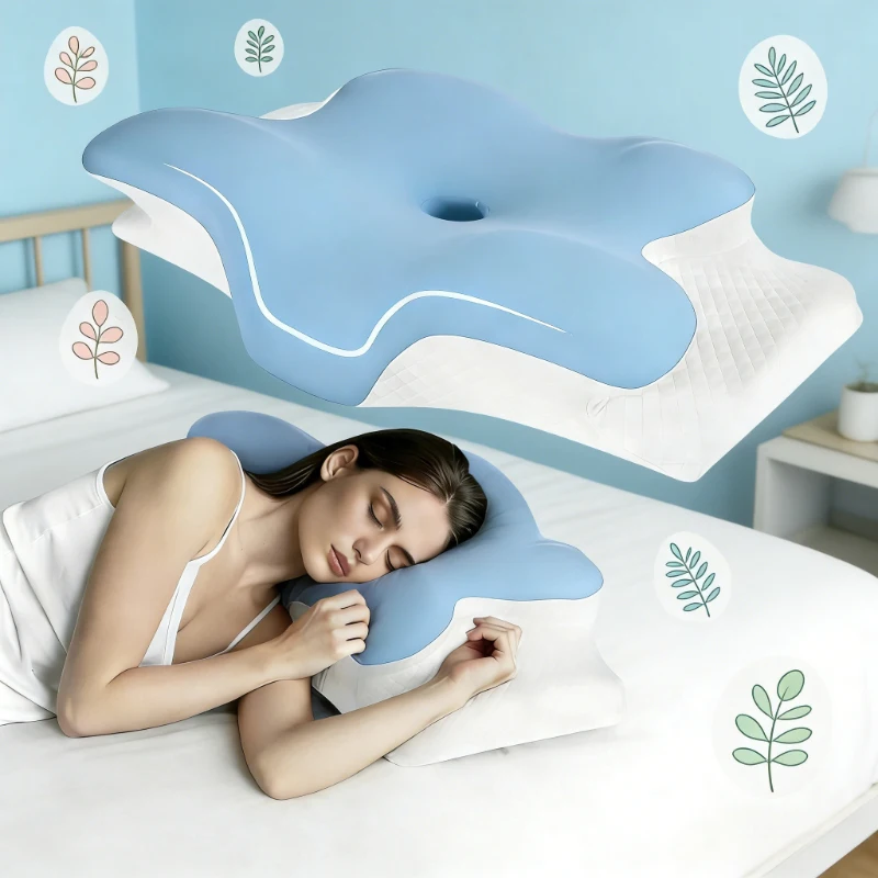 Ergonomisches Orthopädisches Memory-Schaum Nackenkissen, Schmerzlinderung & Stützkissen für Seiten-, Rücken- und Bauchschläfer