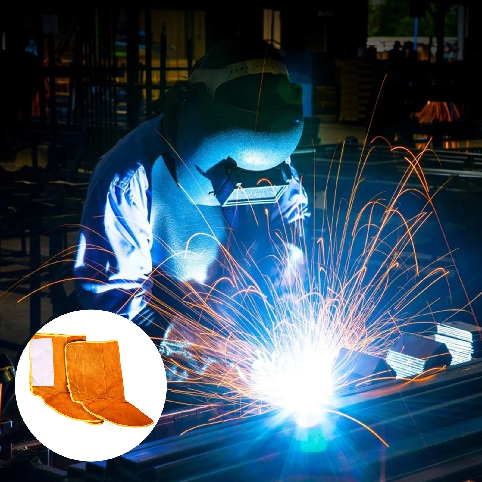 

1 Pair Cowhide Welding Foot Cover Heavy Duty Shoe Guard For Construction Auto Repair Farming Durable Safety Gear Protective