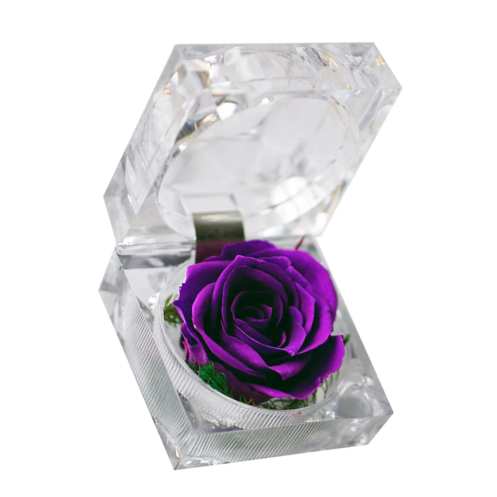 

1pcs Preserved Rose In Glass Dome Purple Gift For Valentine'S Day Wedding Anniversary Birthday Mother'S Christmas Dome Flower