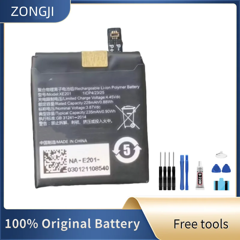 ZONGJI New Compatible Battery For Watch XE201 228mAh High Capacity Neutral Built-in Lithium Batteries + Free Tools