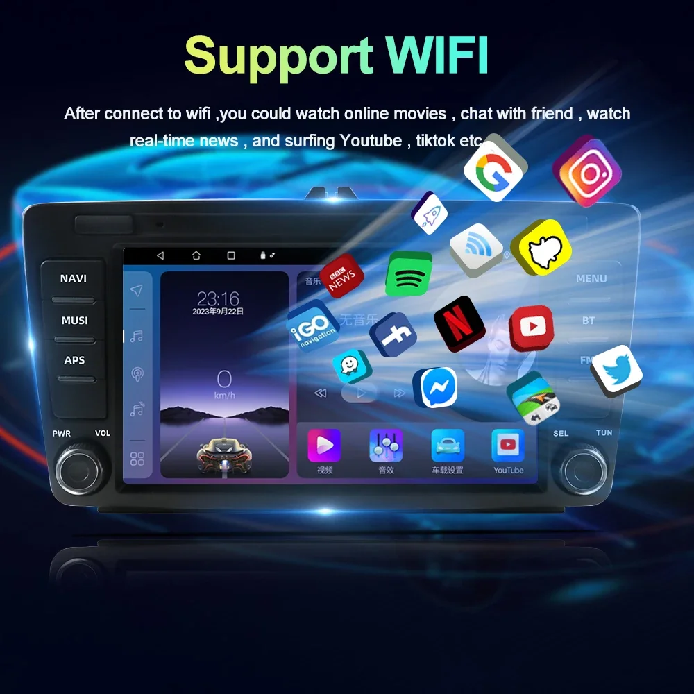 Автомобильный радиоприемник 8 дюймов, 4 + 64 ГБ для Skoda Octavia (2009-2012) Мультимедийный плеер CarPlay Android Auto