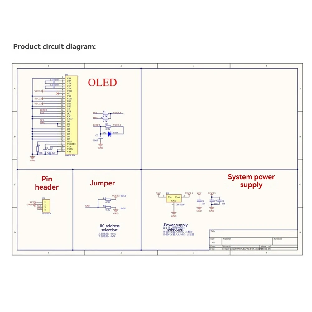 # 366B dla Raspberry Pi 0,96-calowy moduł OLED I2C SSD 4Pin dla Arduino STM32 (losowy kolor)