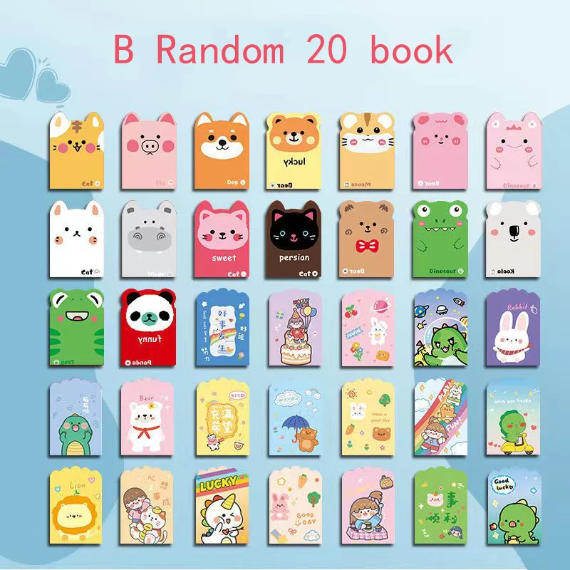 Imagem -06 - dos Desenhos Animados Bonito Mini Bolso Caderno Portátil Diário Nota Livro Pequeno Prêmio das Crianças Livreto 40pagess Pcs Novo 20 Peças a7 120x85 mm