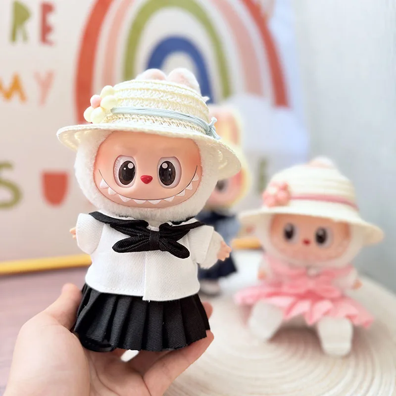 Vêtements de poupée Labubu, jupe brise d'océan 15/17cm, poupées idole Labubu I II, vêtements de poupée en peluche, accessoires de fête assis