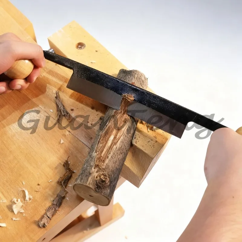 Straight Draw Debarking Scraper with Double Handle, Wood Bark Remover Draw Cutter, Heavy Duty Woodworking Bark Removal Tool