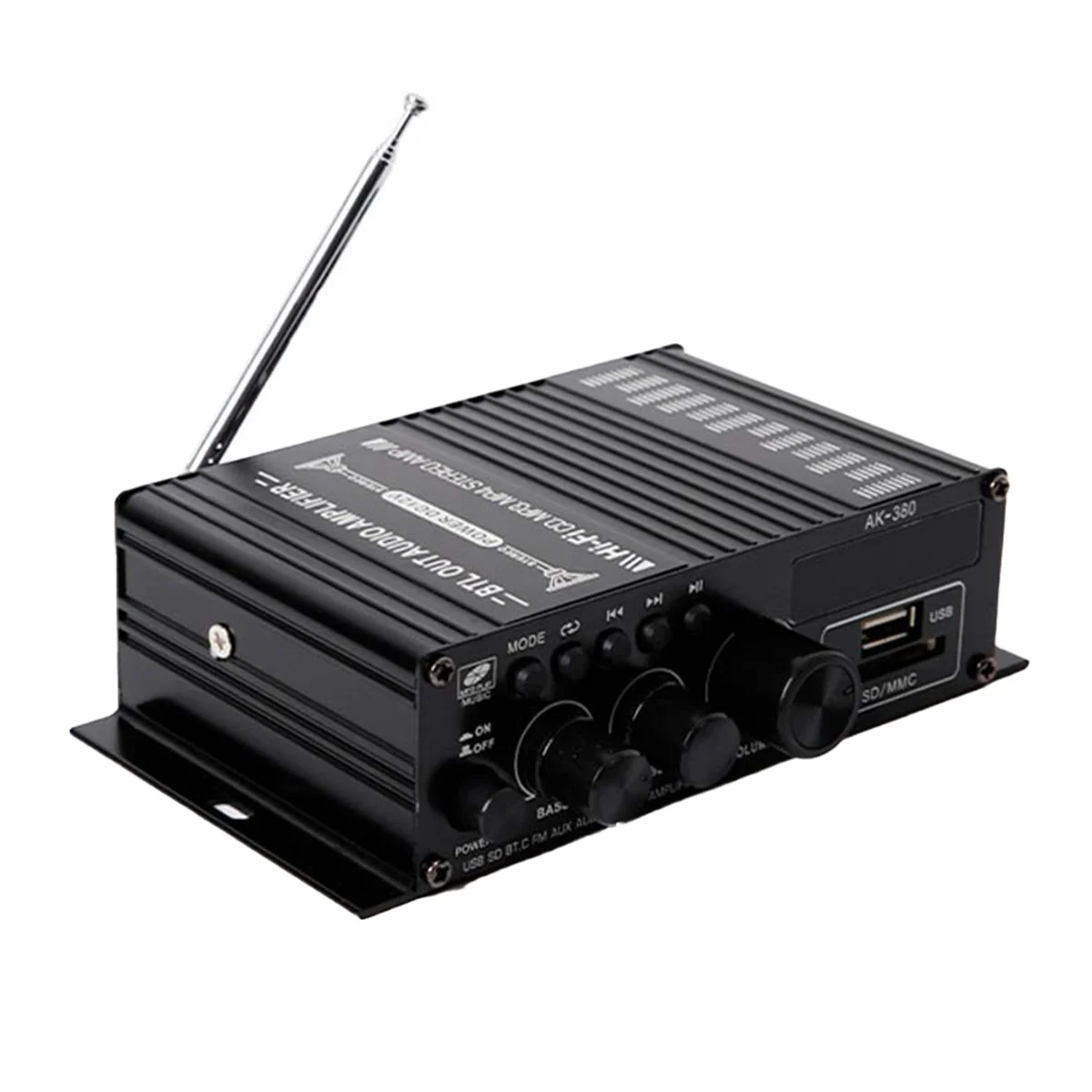 A93P AK380 Bluetooth Amplifier HiFi Audio Karaoke 2 Channel Home Theater Amplifier Power Class D Amplifier USB SD AUX Input