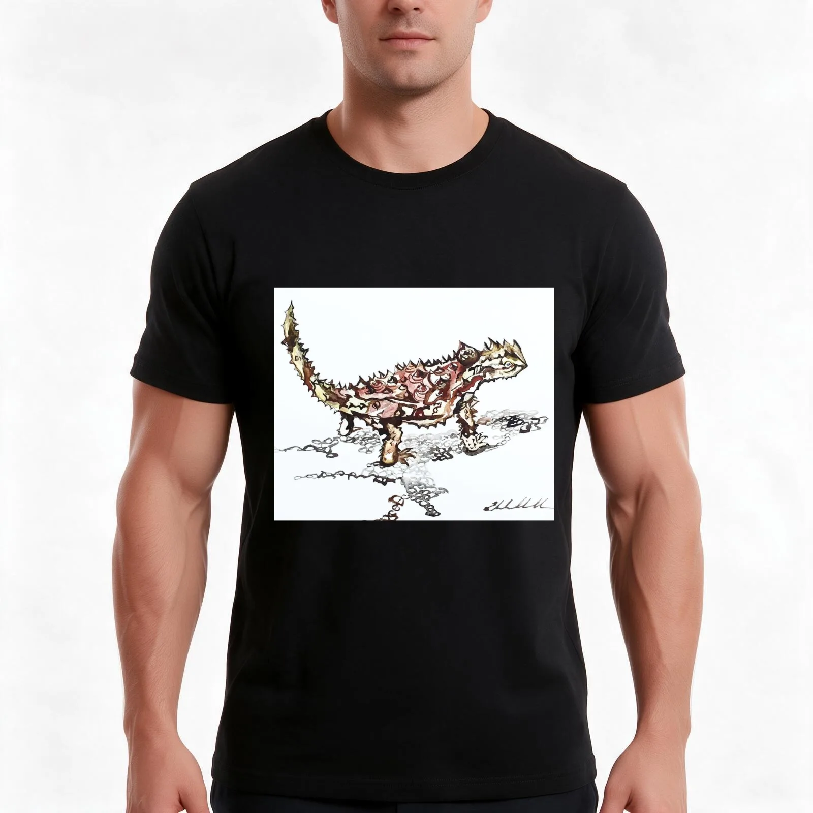 Australian lizard the Thorny devil an amazing creature T-Shirt, Summer Casual Cotton Tee, Oversized Streetwear Tops, 100% Cotton