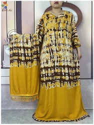 Vestidos de Fiesta africanos para mujer, bufandas de encaje, algodón teñido con lazo, suelto, Boubou Maxi, ropa islámica de manga larga, lo último en 2024