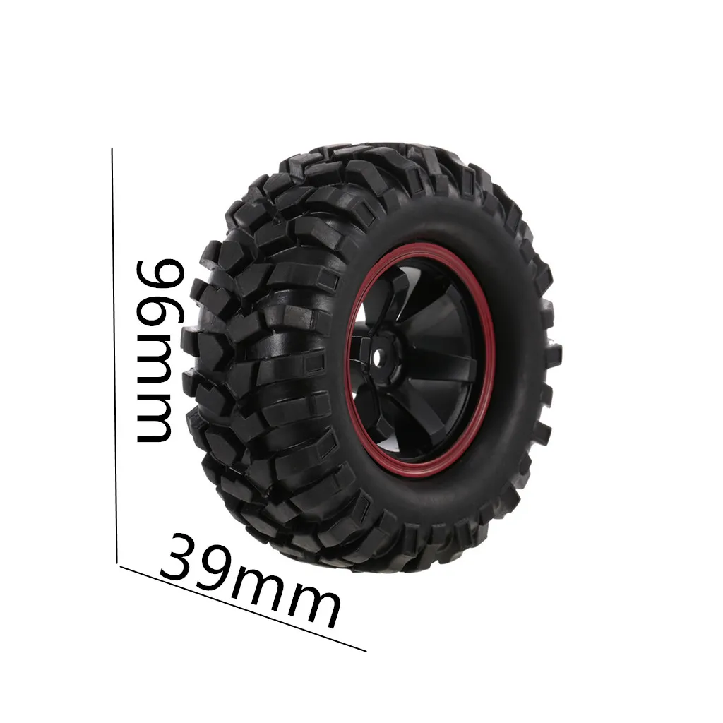 RCXAZ 4Pcs 96mm 110mm 1.9 Inch Rubber Wheel Rim Tire Beadlock for 1/10 RC Crawler Car HSP Redcat Traxxas AXIAL SCX10 90046 RC4WD