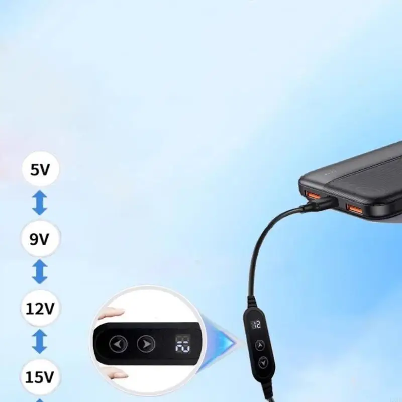  Adjustable Voltages USB C To Dc5525 Charging Cable With 1Connector Tip For PD Fast Charging 5V9V12V15V20V Output Adapter Cord