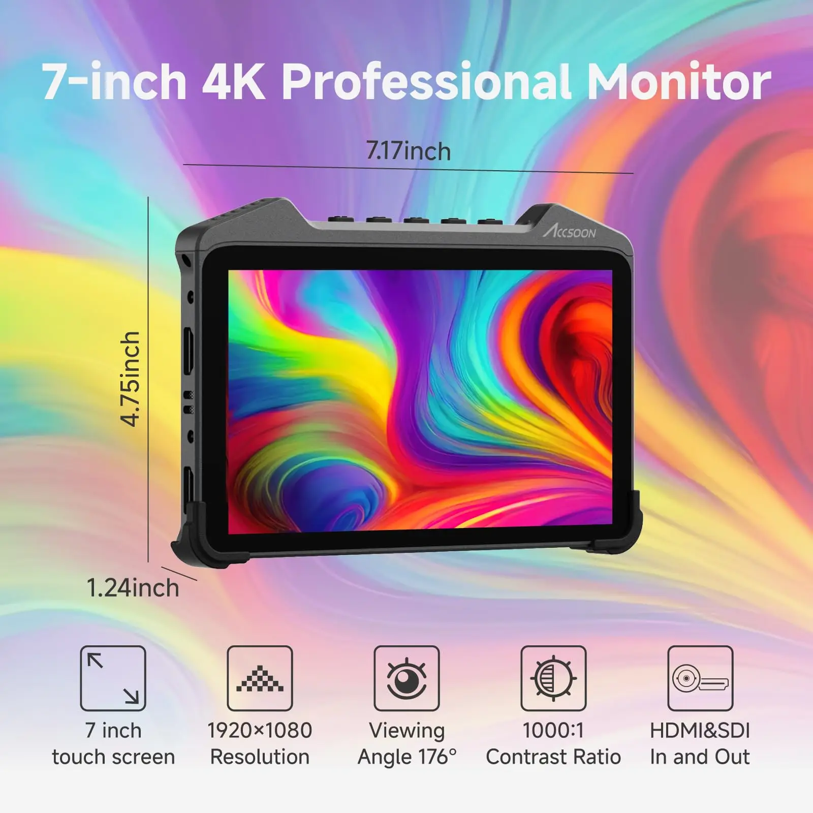 Accsoon CineView M7 Camera Monitor 7'' 1000Nits LCD Touchscreen Video Transmission 3G-SDI/HDMI for Video Recording Livestreaming