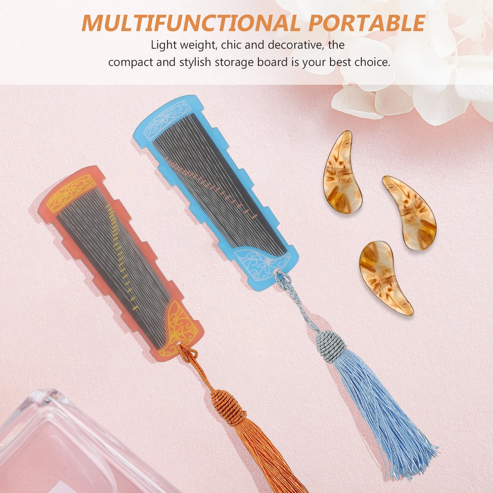 

2 Pcs Nail Tape Storage Board Lute Organizer Pick Holder Delicate Container Acrylic Guzheng Card Kit