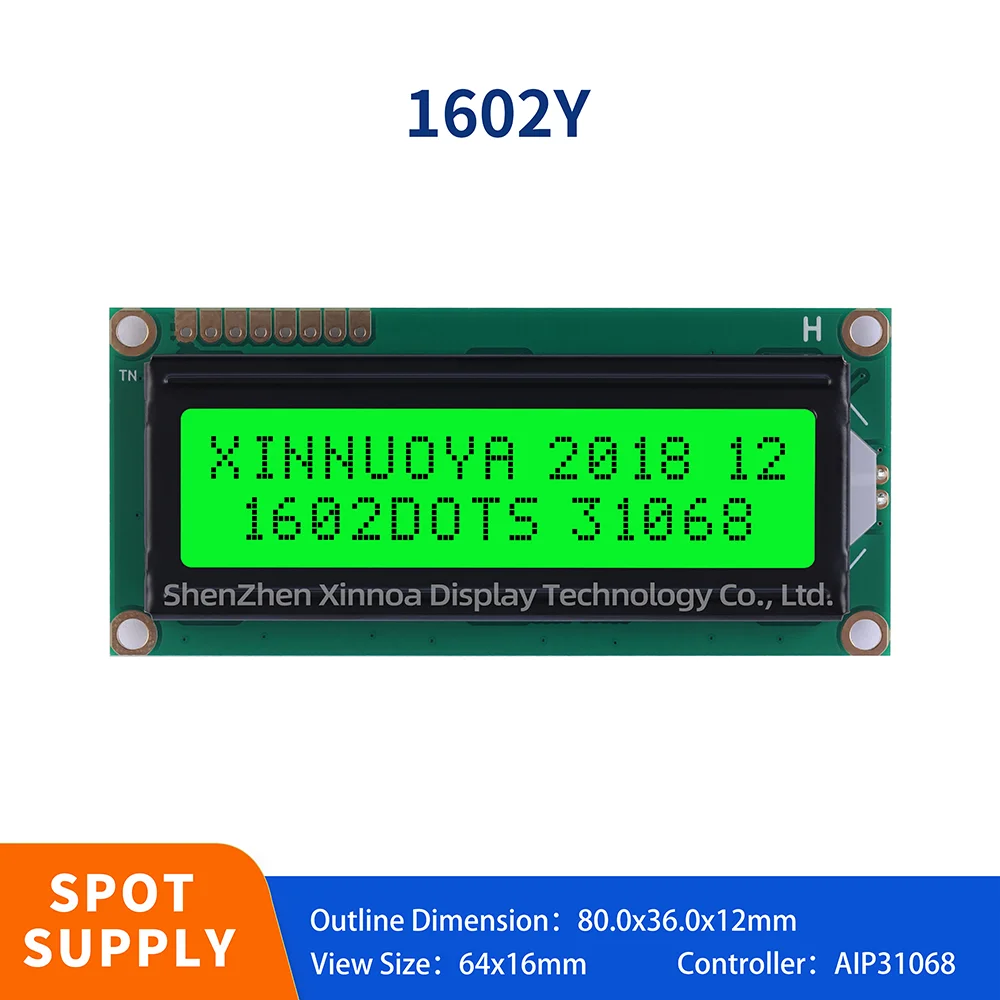 16x2 1602Y LCD Display Screen Blue Module Interface Adapter Green Screen for Raspberry pi 80*36MM