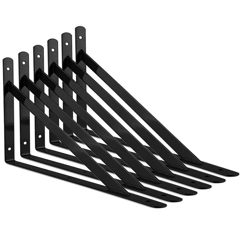 

Heavy Duty Shelf Bracket, Inch Shelf L Brackets 90 Degree Shelf Support Corner Brace Joint Right Angle Brackets 6-Pack, Black