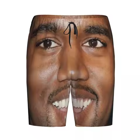 Custom Funny Kanye West Meme Shorts Sleeping Pants Men Pajama Pants Lounge Sleep Sleepwear Bottoms