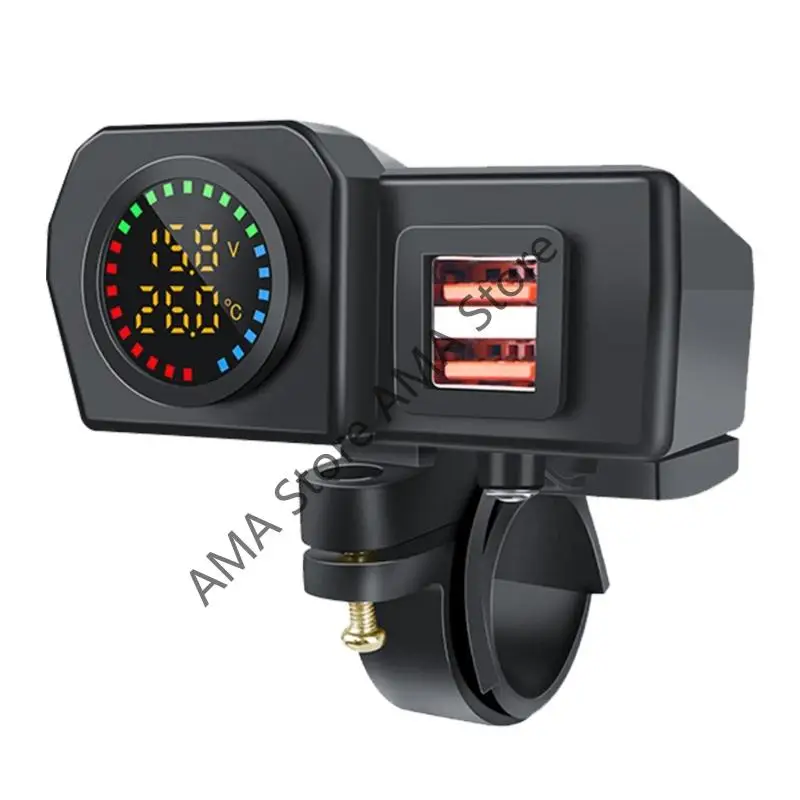 

X7JF Motorcycle USB With Environmental Temperature Monitor Highly speed Charging Shockproof PC Build Universal Fit