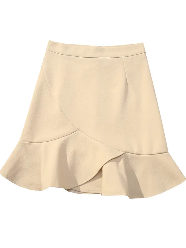 Rüschen-Fi-Schwanzrock, Wickelrock, hüftlang, mittellang, Street Sle, Polyesterfaser, Stand-Passform, Sommerkollektion, Damenmode