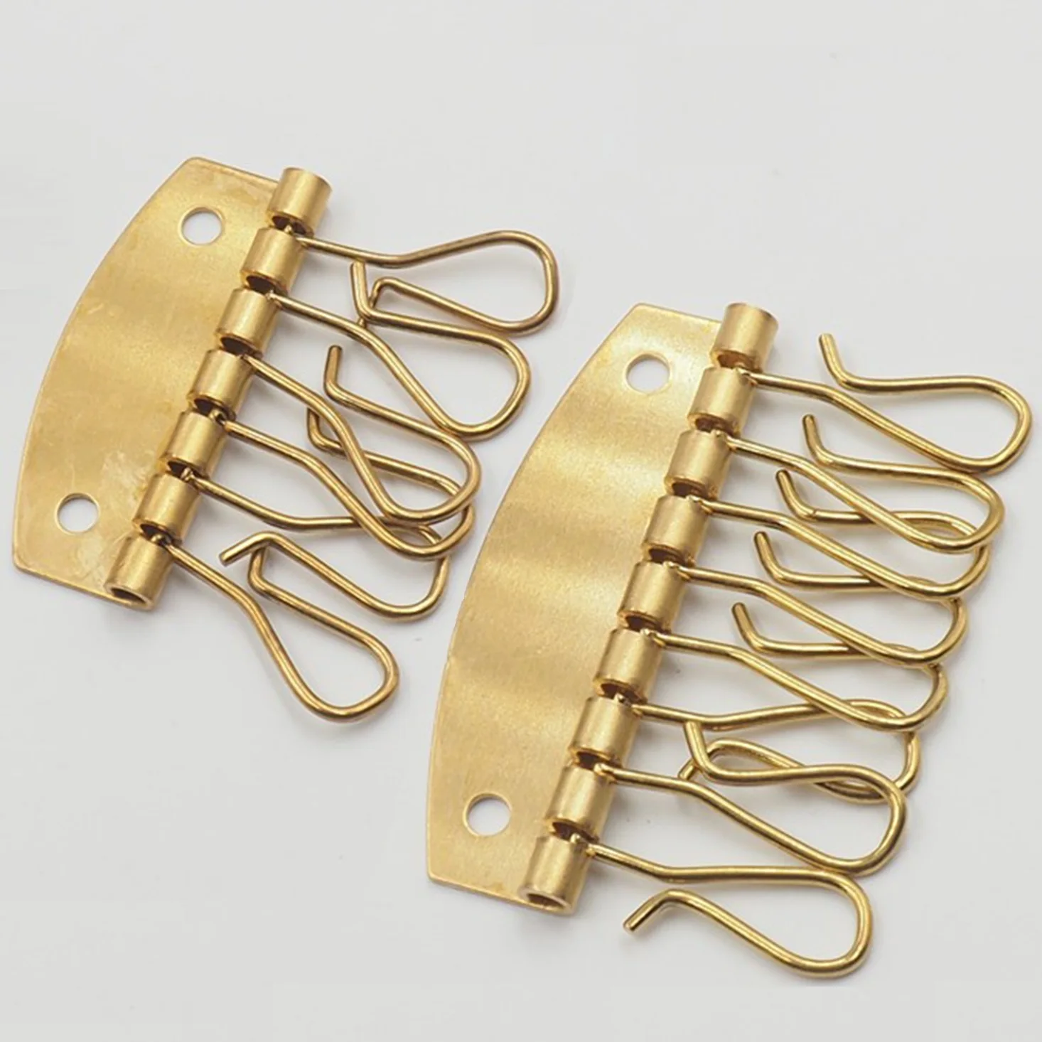 Brass Key Row Organizer Holder with 6 or 8 Keyring Model Clasp Clip Rivet Hook Wallet Leather Purse Keychain Hardware Crafts DIY