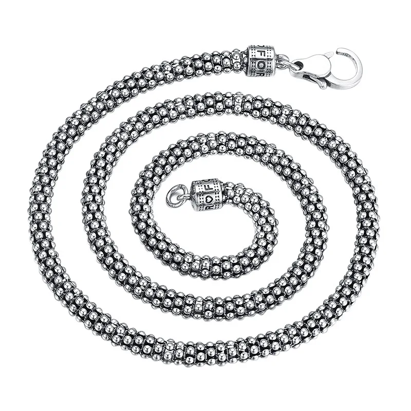 

Vintage Distressed Punk Lantern Chain Necklace for Women - S925 Sterling Silver, Chunky Style Fashion Accessory