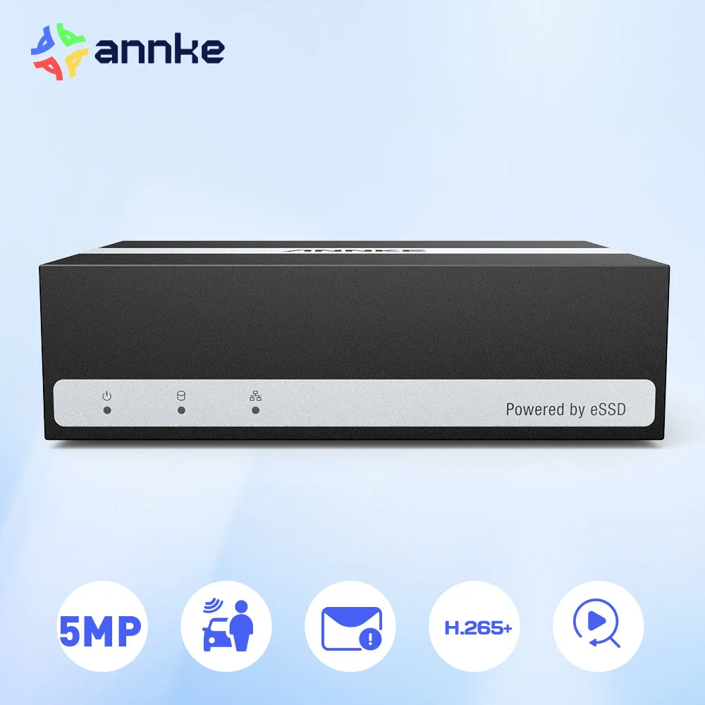 

ANNKE 8CH 5MP Lite Безопасность DVR рекордер с SSD Внутренний твердотельный жесткий диск, AI Обнаружение человека/транспортного средства встроенный SSD