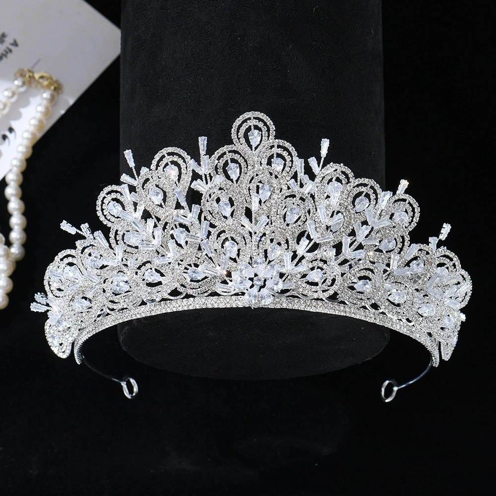 Light Luxury Wedding Bridal Zircon Hair Crown Baroque Retro Headband European and American Party Photography Headdress Hairwear