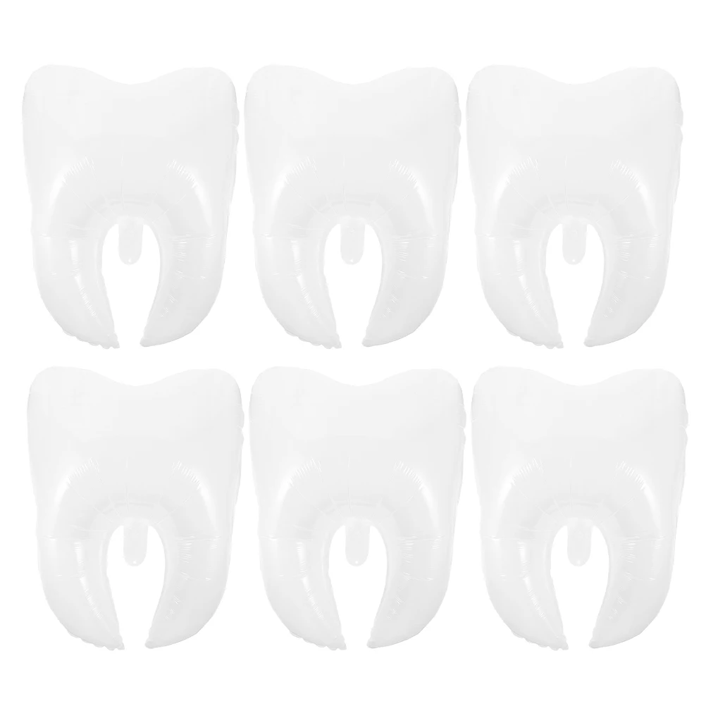 

6Pcs Tooth Balloons Pe Material Inflatable Birthday Shower Party Festival Scene Decorations Tooth Balloon