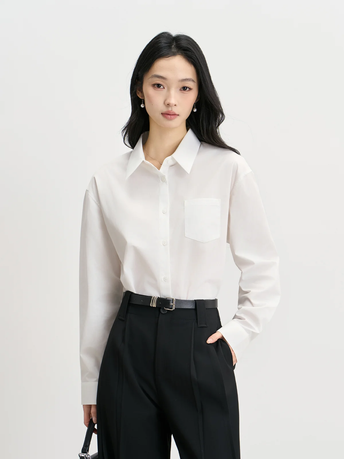 

Miss Bird White Long Sleeve Shirt Women's Spring Summer Career Interview Top Professional Commute Formal Inner Wear Shirt