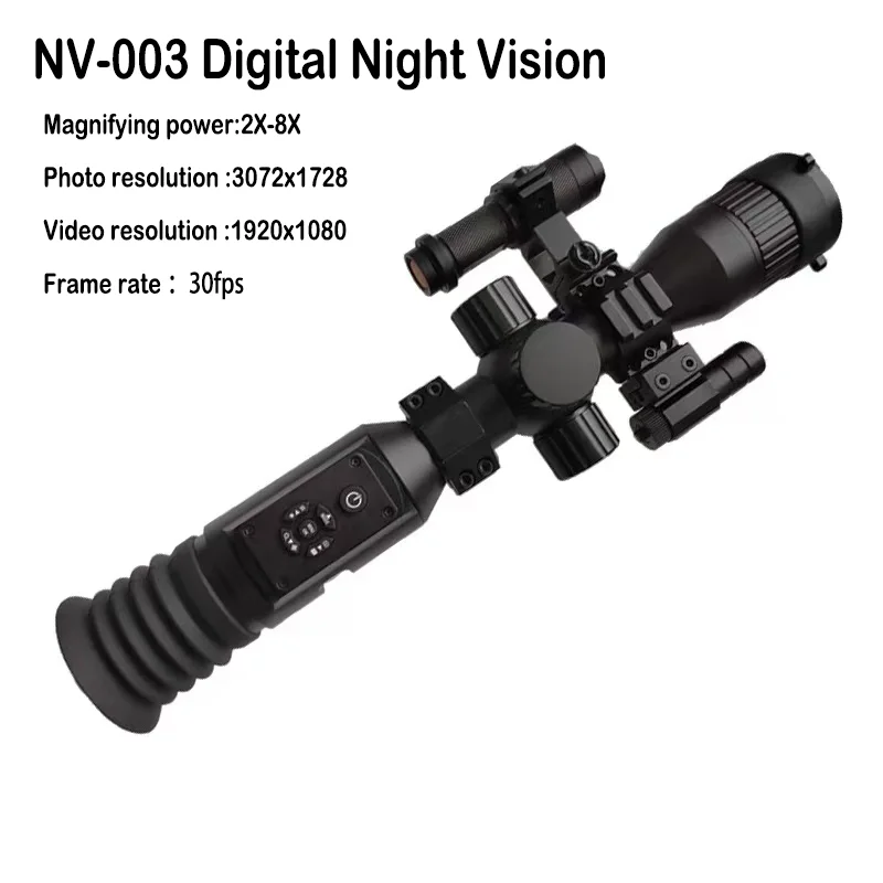

NV003 Night Vision Monocular Riflescope 2X-8X NV Rifle Scopes Digital 850nm IR Recorder with Reticles Hunting Trail Camera