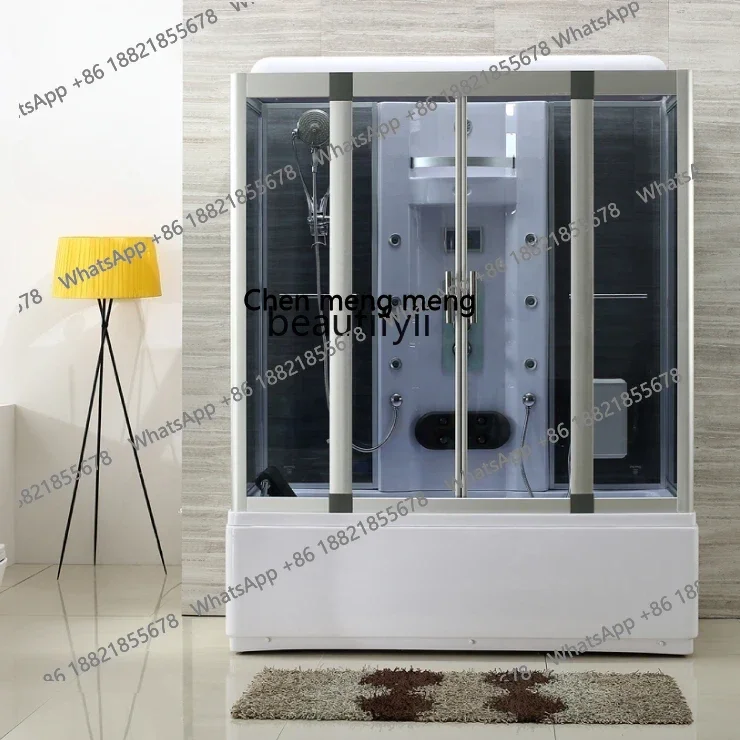 S7486 ss Curved Shower Room Prefabricated Bathroom Surfing Rectangular High Basin Steam with Bathtub