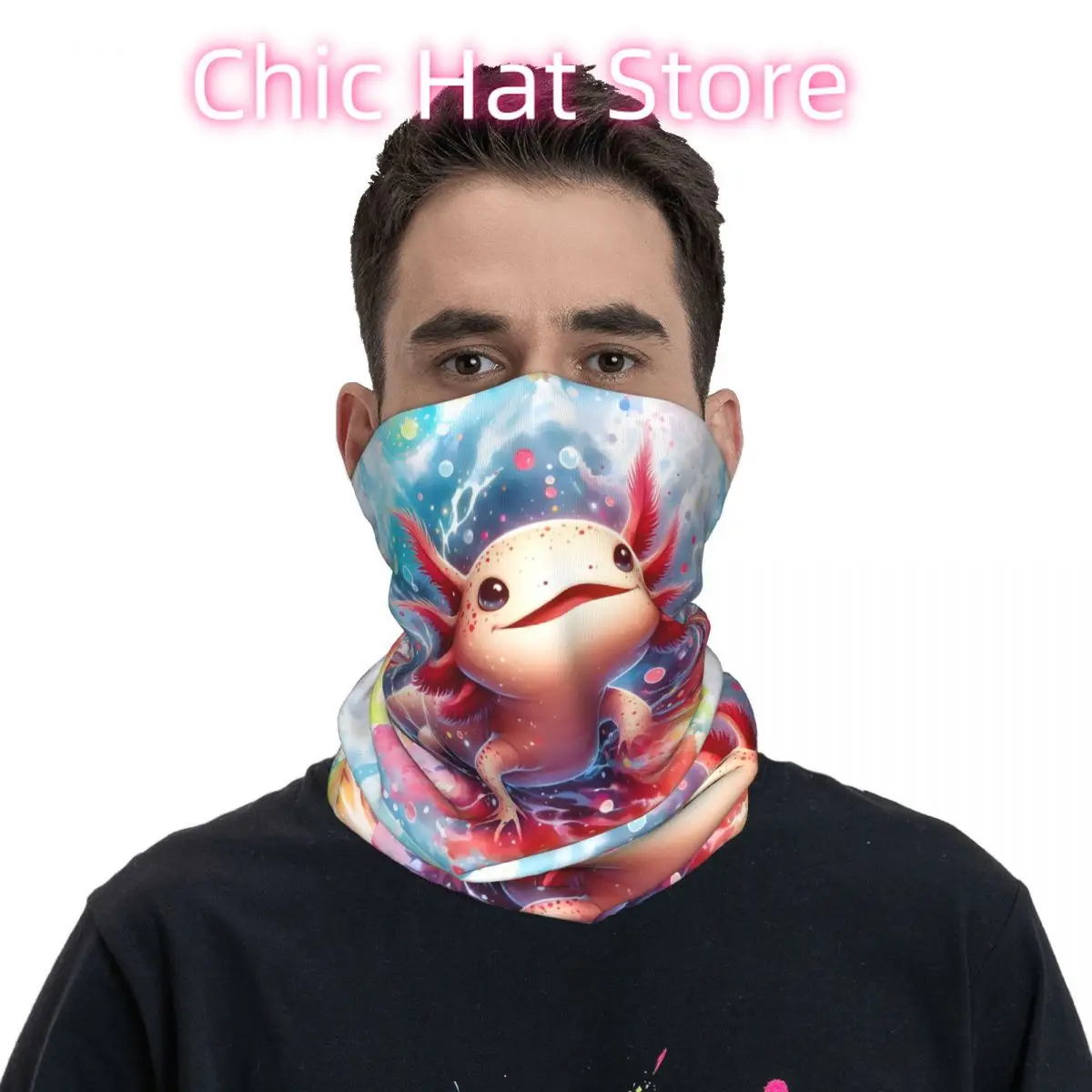 귀여운 아홀로틀 헤드밴드 넥 워머 남성용 스키 러닝 튜브 스카프 의료 간호사용 페이스 밴다나 게이터