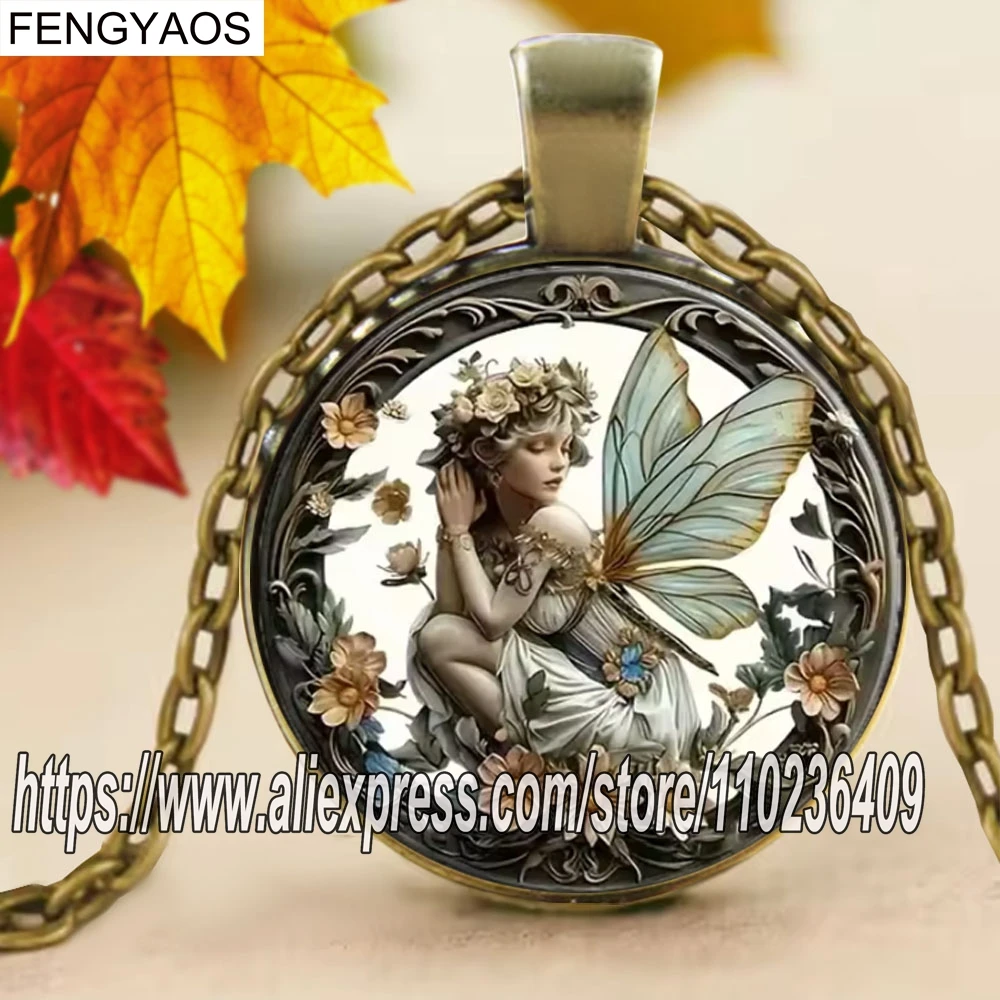 Timeless Gem Angel Necklace and Earrings Set - Adorable Glass Pendant Jewelry for Girls