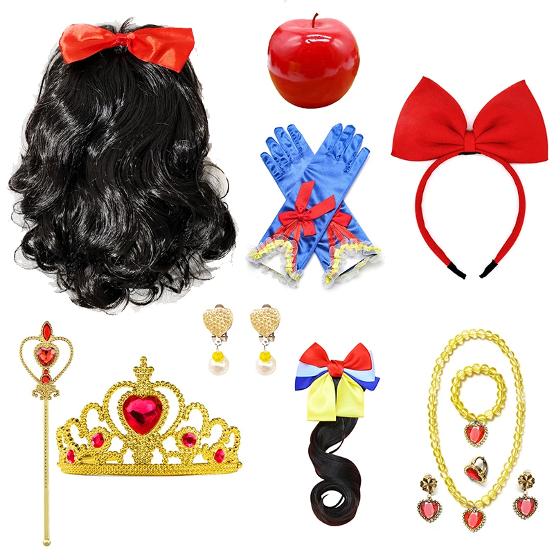 

Snow White Dress Up Synthetic Tiara for Little Girls Princess Cosplay Accessories Wand Crown Hair Headband Gloves Necklace Gifts