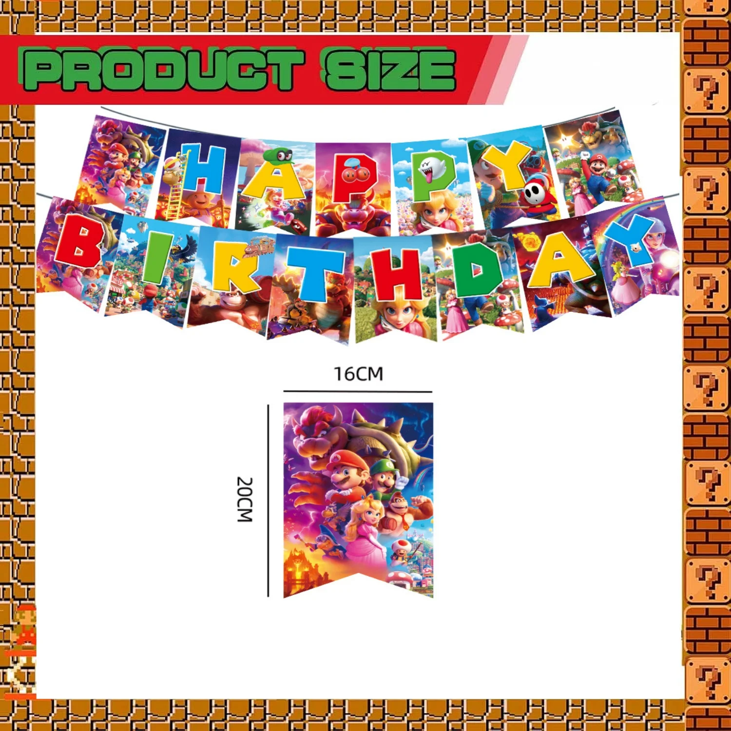 Super Mario Happy Birthday Banner decorazione per feste Mario Flag Banner Baby Shower bambini ragazzi bomboniere regali per forniture per decorazioni per feste