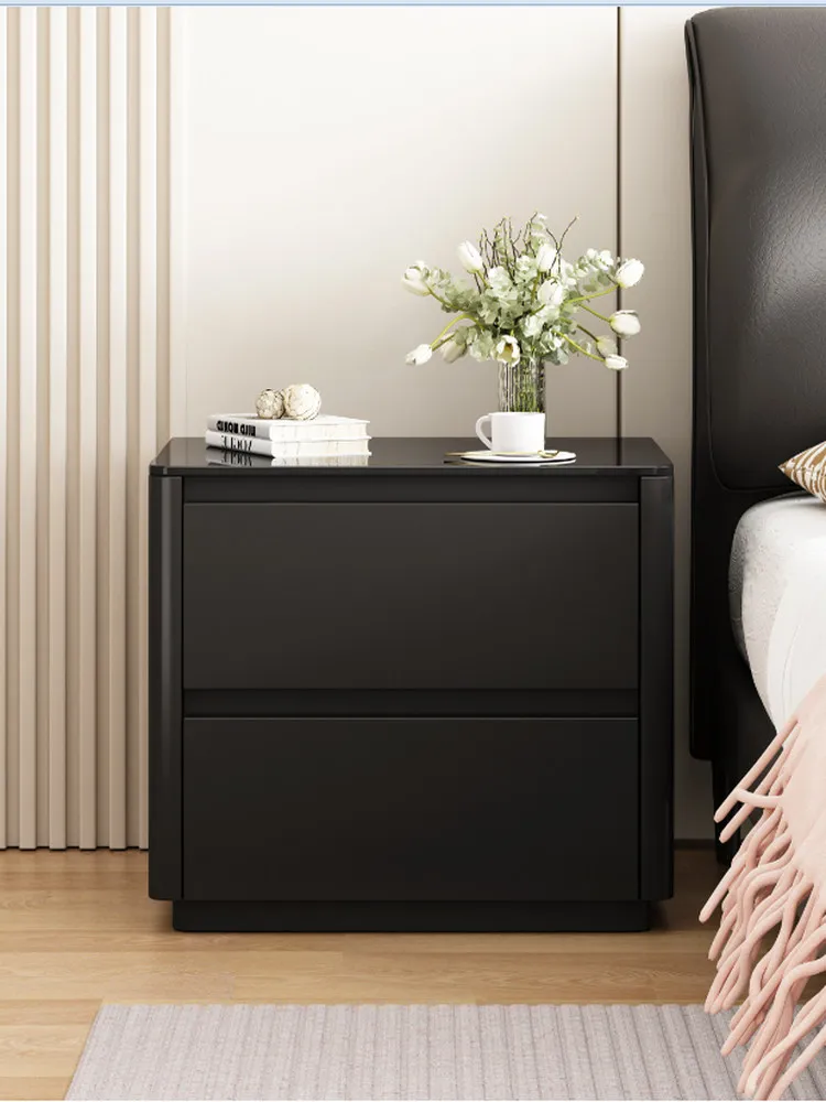 Black bedside table simple modern paint cream wind explosion-proof tempered glass desktop