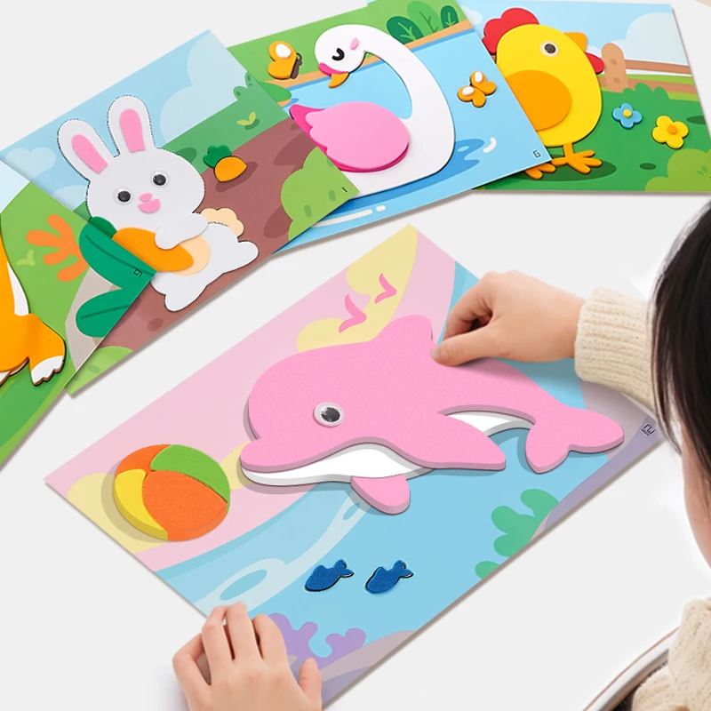 

20 sheets of 3D children's stickers, handmade fun creative painting set, simple and interesting 3D art beginner kit