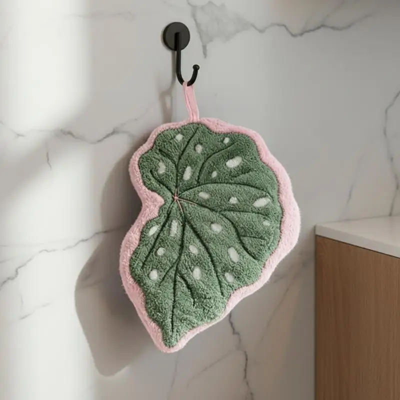 Leaf Hand Towel Soft Absorbent Kitchen Towel Bathroom Hanging Towels Handkerchief Towels Home Wash Hand Towels